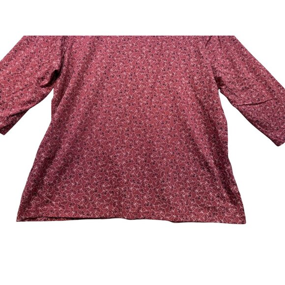 Cj Banks Womens V-Neck 3/4 Sleeve Top Blouse Size X Rose Patterned Casual - Picture 8 of 10